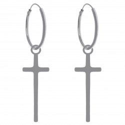 Boucles d'oreilles créoles croix en Argent 925