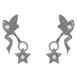 Boucles d'oreilles Fée en Argent 925 rhodié et oxydes de zirconium