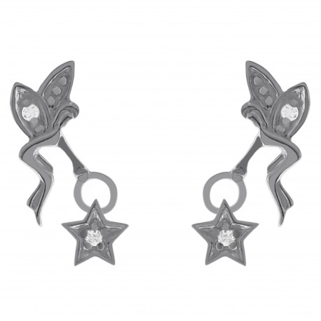 Boucles d'oreilles Fée en Argent 925 rhodié et oxydes de zirconium