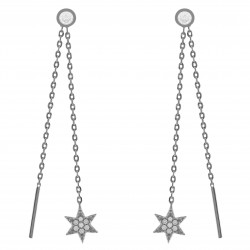 Boucles d'oreilles pendantes en Argent 925 rhodié et oxydes de zirconium