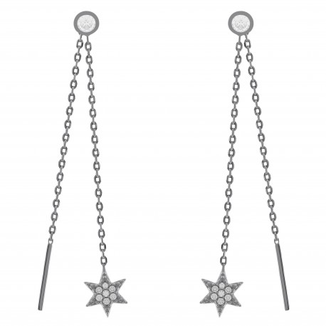 Boucles d'oreilles pendantes en Argent 925 rhodié et oxydes de zirconium