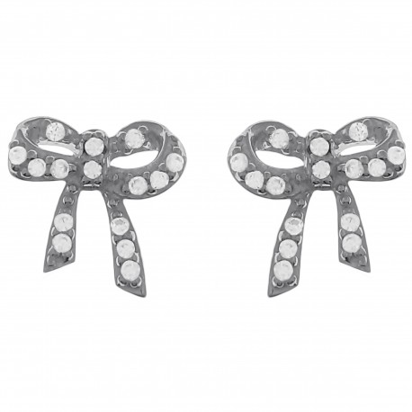 Boucles d'oreilles Flot en Argent 925 rhodié et oxydes de zirconium