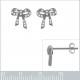 Boucles d'oreilles Flot en Argent 925 rhodié et oxydes de zirconium