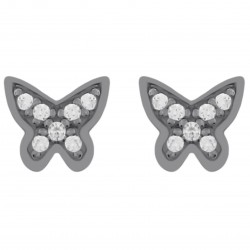 Boucles d'oreilles Papillon en Argent 925 rhodié et oxydes de zirconium