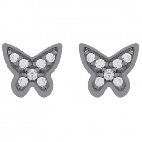 Boucles d'oreilles Papillon en Argent 925 rhodié et oxydes de zirconium