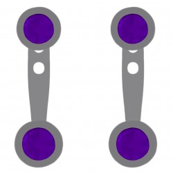 Lobes d'oreilles en Argent 925 rhodié et Zirconium violets