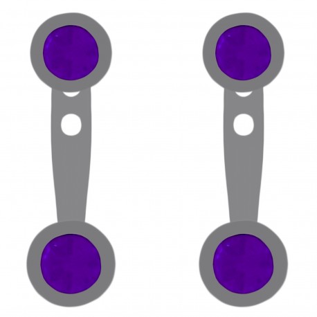 Lobes d'oreilles en Argent 925 rhodié et Zirconium violets