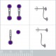 Lobes d'oreilles en Argent 925 rhodié et Zirconium violets