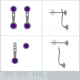 Lobes d'oreilles en Argent 925 rhodié et Zirconium violets