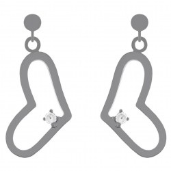 Boucles d'oreilles Coeur en Argent 925 rhodié et Diamant