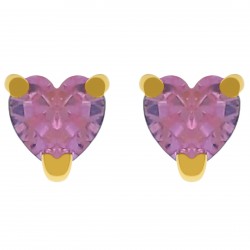 Boucles d'oreilles Coeur Plaqué Or 18 carats et Oxyde Zirconium rose