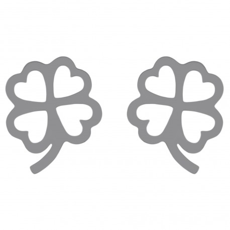 Boucles d'oreilles Trèfle à 4 feuilles en Argent 925 rhodié