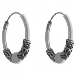 Boucles d'oreilles créoles tribales 20mm en Argent 925