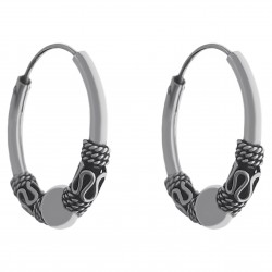 Boucles d'oreilles créoles tribales 18mm en Argent 925