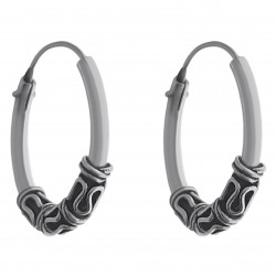 Boucles d'oreilles créoles tribales 16mm en Argent 925