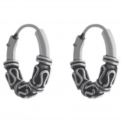 Boucles d'oreilles créoles tribales 12mm en Argent 925