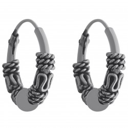 Boucles d'oreilles créoles tribales 12mm en Argent 925