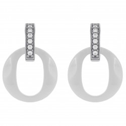 Boucles d'oreilles en Argent 925 rhodié, céramique et Oxydes Zirconium