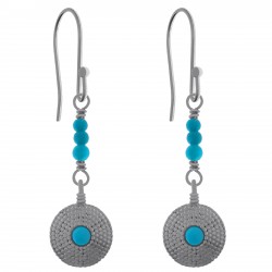 Boucles d'oreilles en Argent 925 et Résine bleue