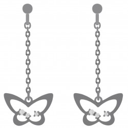 Boucles d'oreilles Papillon en Argent 925 rhodié et Oxydes Zirconium