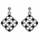 Boucles d'oreilles en Argent 925 rhodié et Oxydes Zirconium noirs
