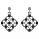 Boucles d'oreilles en Argent 925 rhodié et Oxydes Zirconium noirs