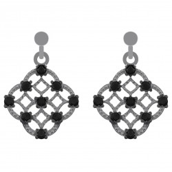 Boucles d'oreilles en Argent 925 rhodié et Oxydes Zirconium noirs