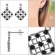 Boucles d'oreilles en Argent 925 rhodié et Oxydes Zirconium noirs