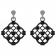 Boucles d'oreilles en Argent 925 rhodié et Oxydes Zirconium noirs