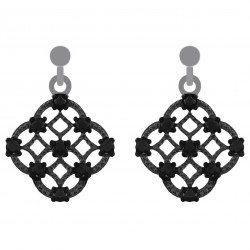 Boucles d'oreilles en Argent 925 rhodié et Oxydes Zirconium noirs