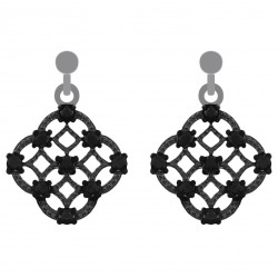 Boucles d'oreilles en Argent 925 rhodié et Oxydes Zirconium noirs