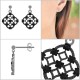 Boucles d'oreilles en Argent 925 rhodié et Oxydes Zirconium noirs