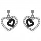 Boucles d'oreilles Coeurs en Argent 925 rhodié et Oxydes Zirconium noirs et blancs