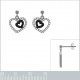 Boucles d'oreilles Coeurs en Argent 925 rhodié et Oxydes Zirconium noirs et blancs