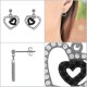 Boucles d'oreilles Coeurs en Argent 925 rhodié et Oxydes Zirconium noirs et blancs