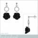 Boucles d'oreilles rose noire en Argent 925 rhodié, céramique et Oxydes Zirconium