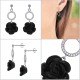 Boucles d'oreilles rose noire en Argent 925 rhodié, céramique et Oxydes Zirconium