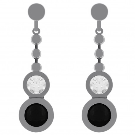 Boucles d'oreilles en Argent 925 rhodié et Oxydes Zirconium