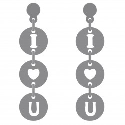 Boucles d'oreilles pendantes I Love You en Argent 925