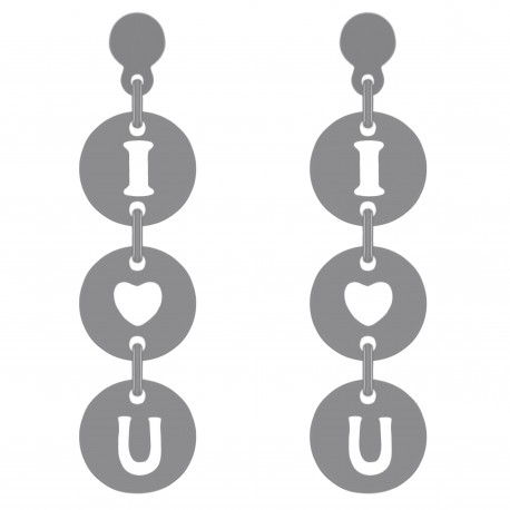 Boucles d'oreilles pendantes I Love You en Argent 925