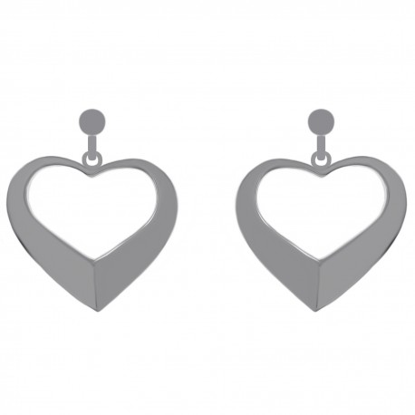 Boucles d'oreilles pendantes Coeur en Argent 925