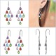 Boucles d'oreilles en Argent 925 rhodié et Oxydes Zirconium multicolores