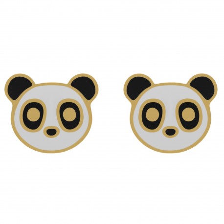 Boucles d'oreilles enfant Panda Plaqué Or 18 carats et Laque