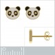 Boucles d'oreilles enfant Panda Plaqué Or 18 carats et Laque