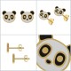 Boucles d'oreilles enfant Panda Plaqué Or 18 carats et Laque