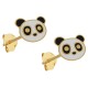 Boucles d'oreilles enfant Panda Plaqué Or 18 carats et Laque