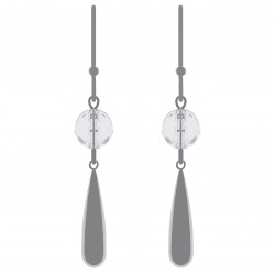 Boucles d'oreilles pendantes en Argent 925 rhodié et Quartz
