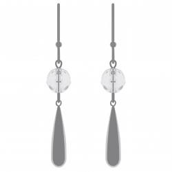 Boucles d'oreilles pendantes en Argent 925 rhodié et Quartz