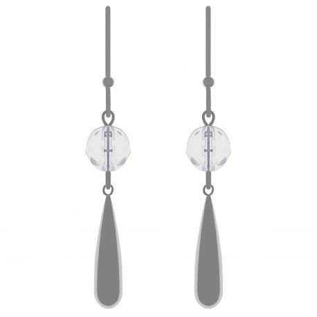 Boucles d'oreilles pendantes en Argent 925 rhodié et Quartz