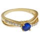 Bague Plaqué Or 18 carats et Oxydes Zirconium bleu et blancs